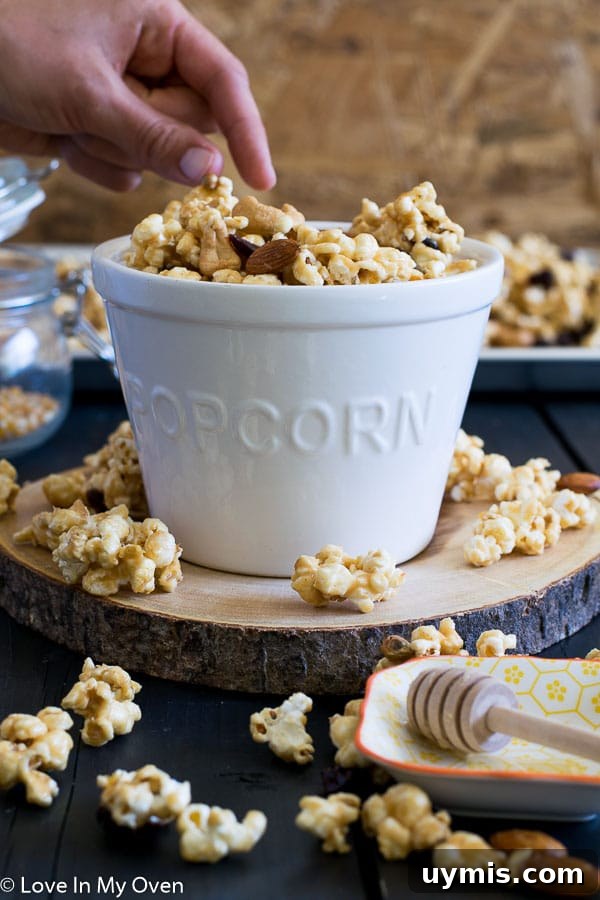 Trail Mix Popcorn Recipe with Nuts and Chocolate 6 trail mix popcorn