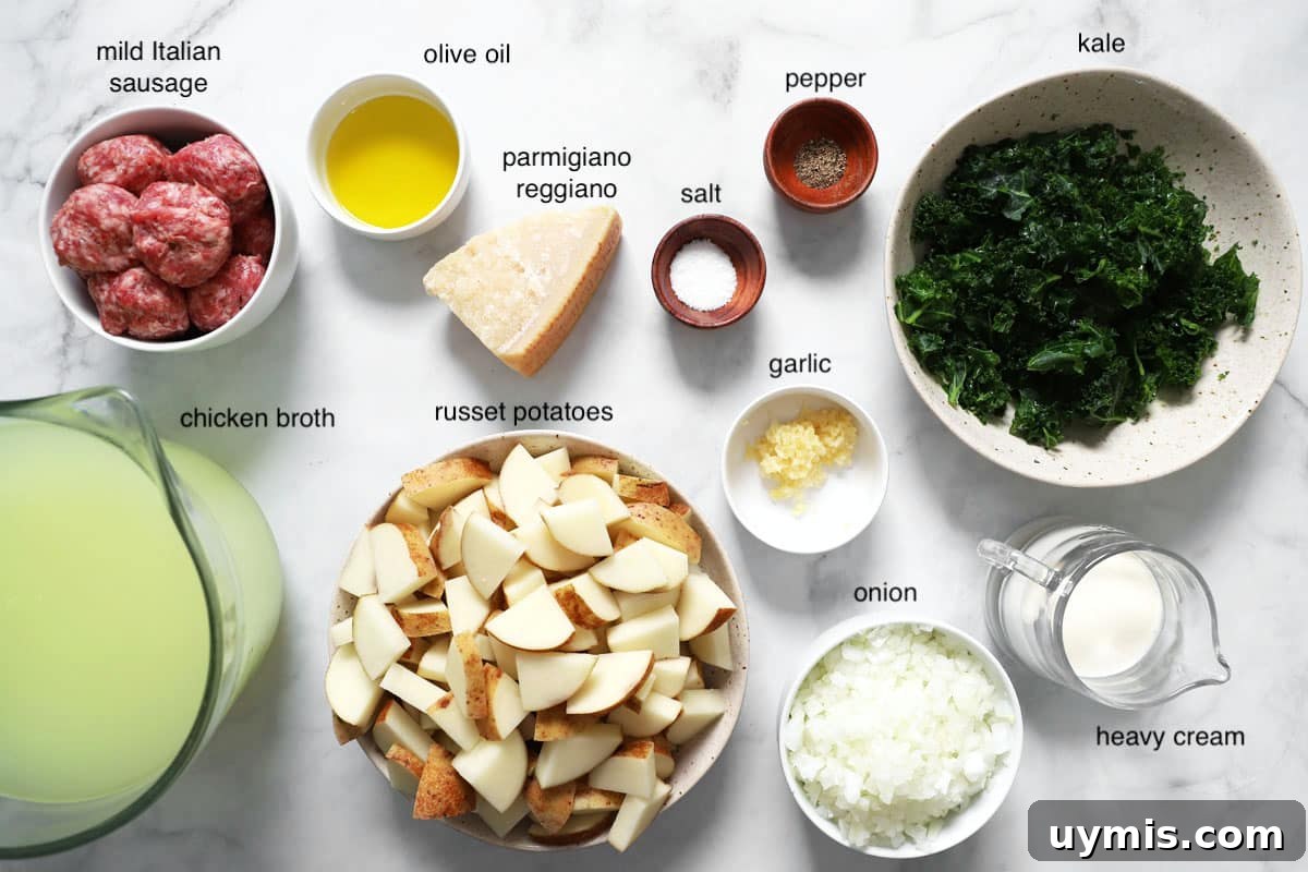 Olive Garden Zuppa Toscana Copycat Recipe 5 zuppa toscana ingredient list items on table