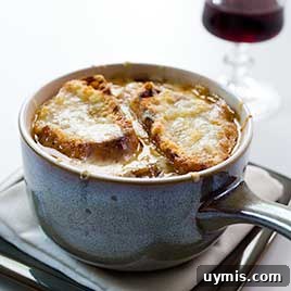 French onion soup served in a bowl