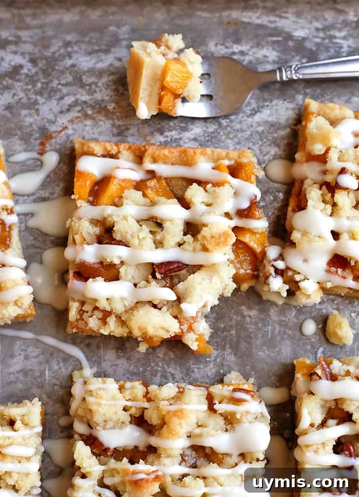 Grain-Free Paleo Peach Crumb Bars 3 These Paleo Peach Pie Crumb Bars have all the flavor of the classic pie, but made was easier! They are vegan, gluten free, dairy free, egg free, and naturally sweetened.