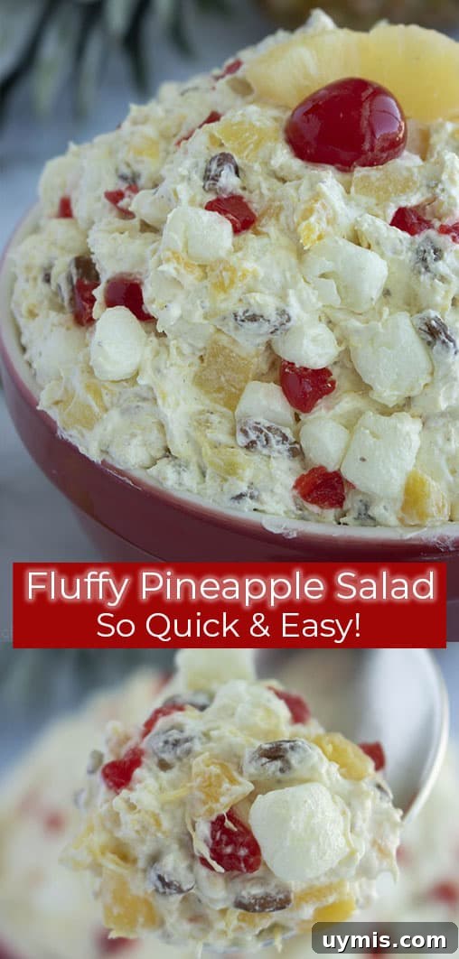 Fluffy Pineapple Salad with Marshmallows and Whipped Cream 13 Easy Fluffy Pineapple Salad long text image