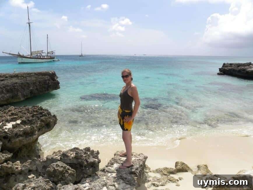 Viana on the beach in Aruba.