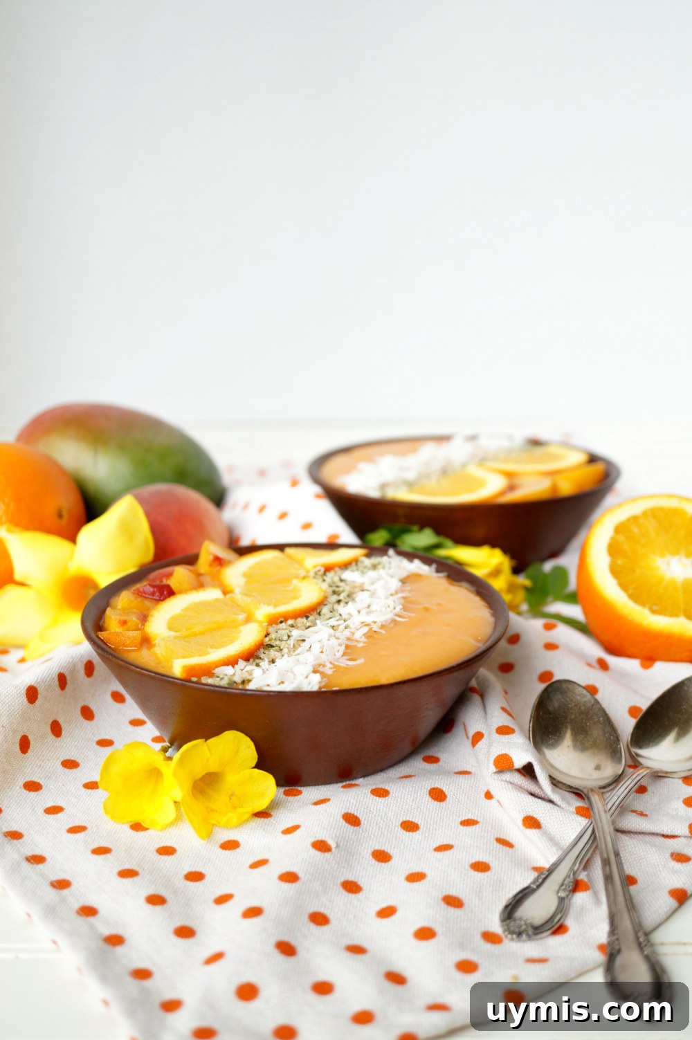 Orange Sunrise Smoothie Bowls with Mango and Citrus 2 orange sunrise smoothie bowls | The Baking Fairy