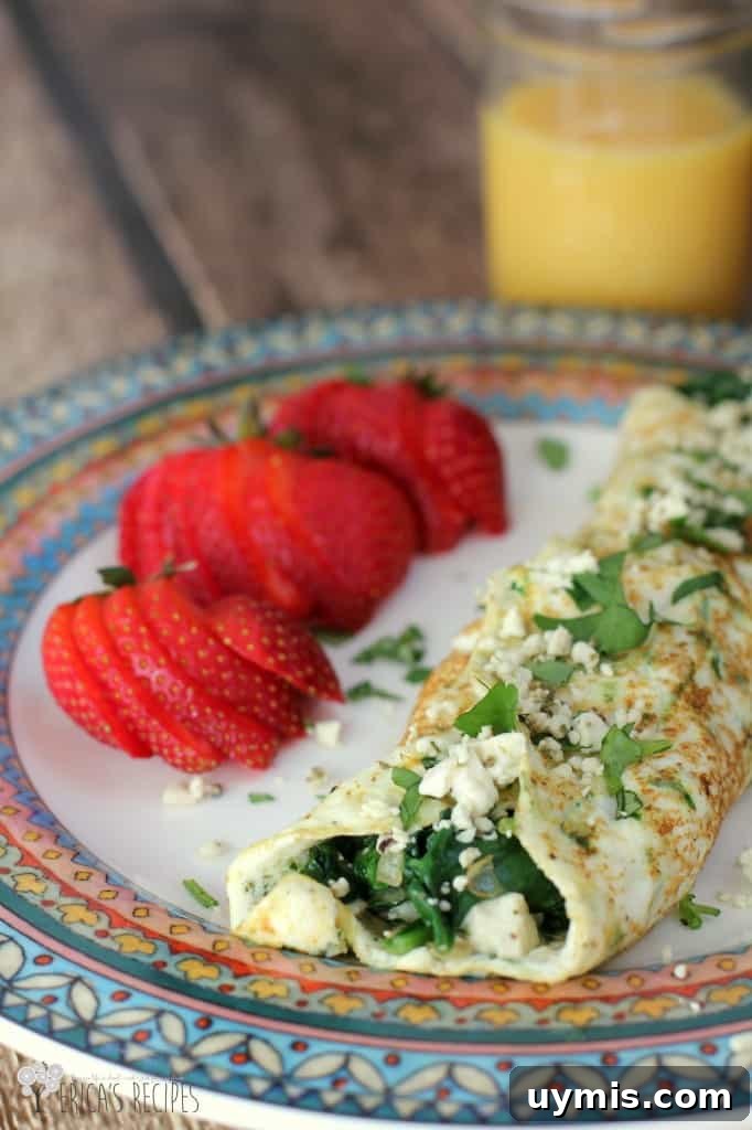 Spinach Feta Egg White Omelet with Fresh Herbs 7 Spinach, Feta, and Herb Egg White Omelet