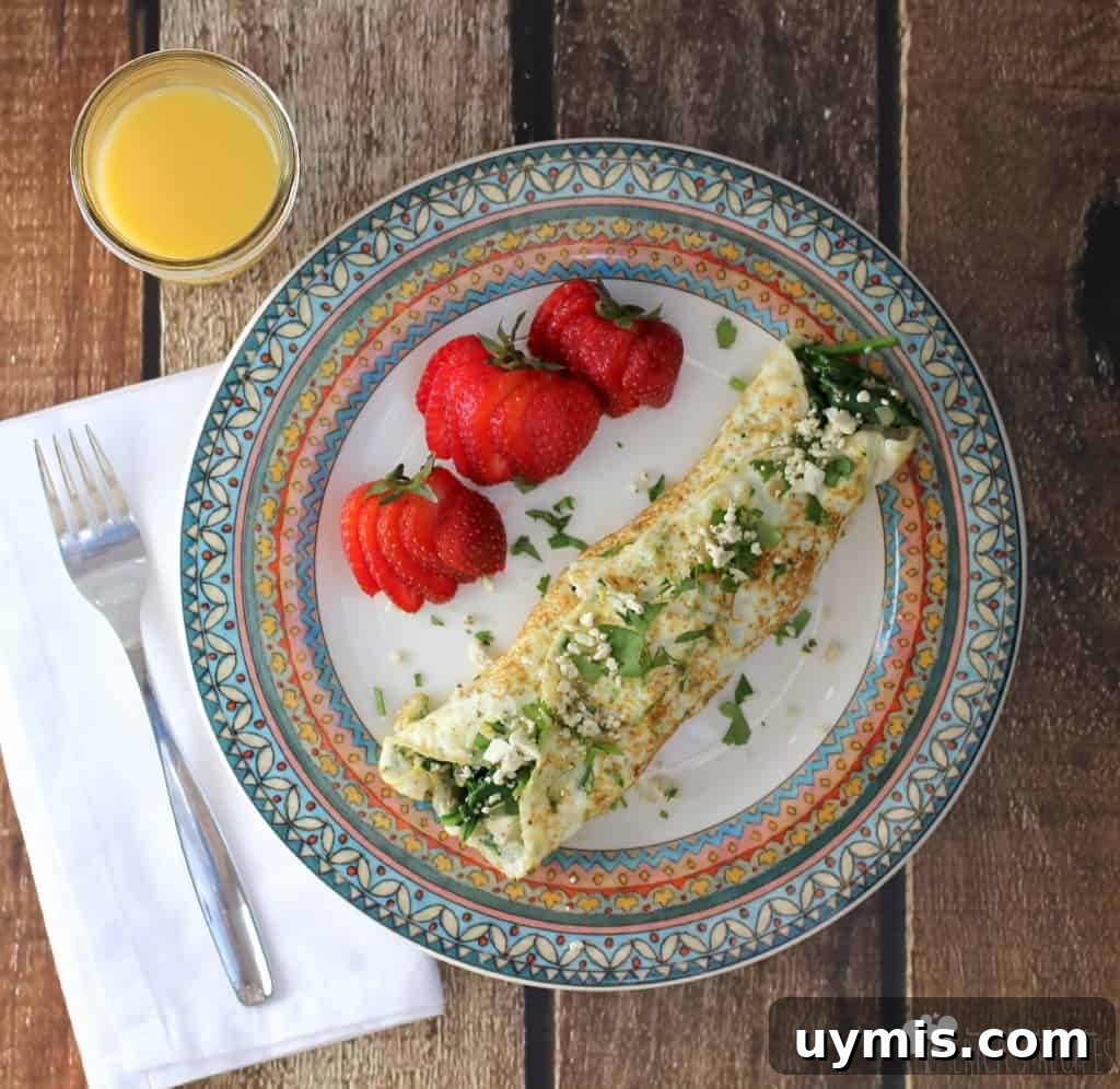 Spinach Feta Egg White Omelet with Fresh Herbs 8 Spinach, Feta, and Herb Egg White Omelet