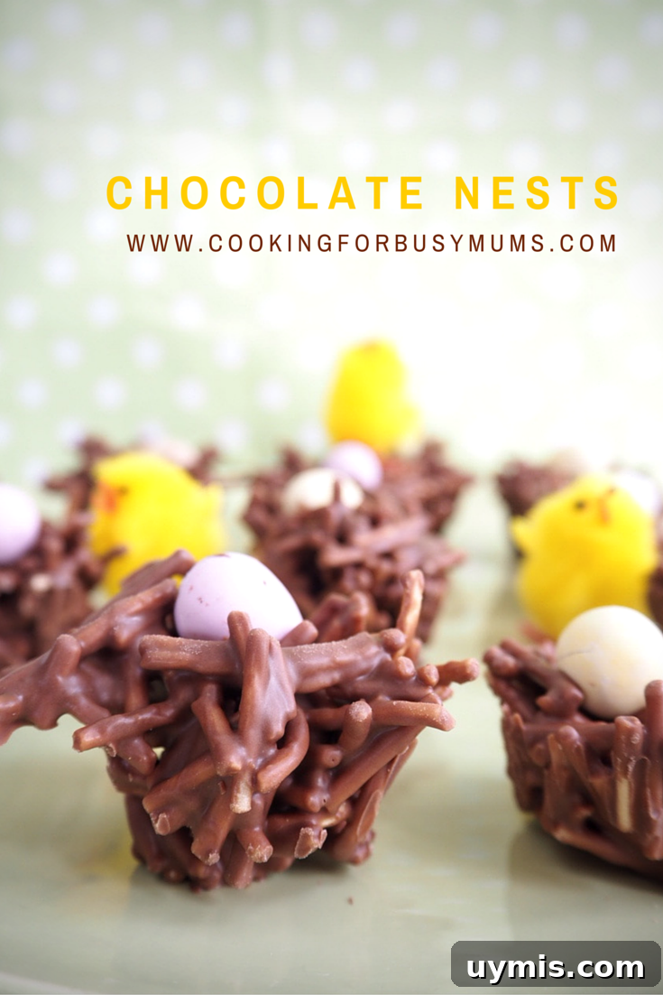 No-Bake Chocolate Easter Nests Recipe 3 chocolate nests