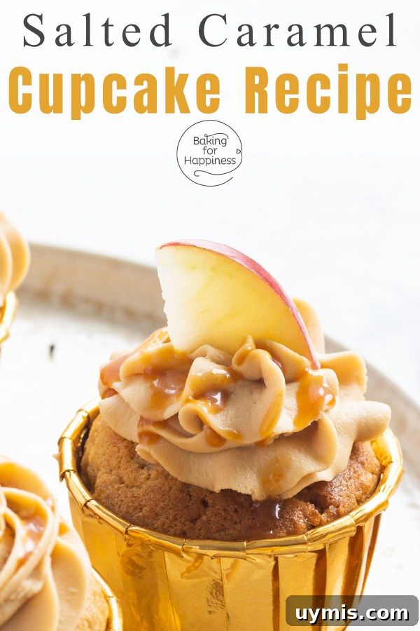 Great salted caramel cupcakes with apples and cinnamon. Super moist, creamy and delicious. Perfect for gloomy autumn days.