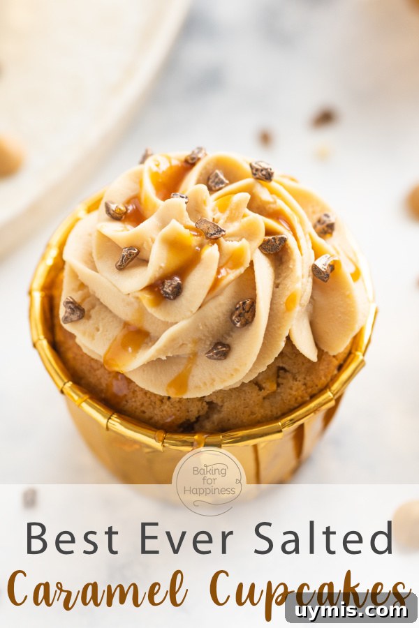 Salted caramel cupcakes with apple pieces and cinnamon frosting.