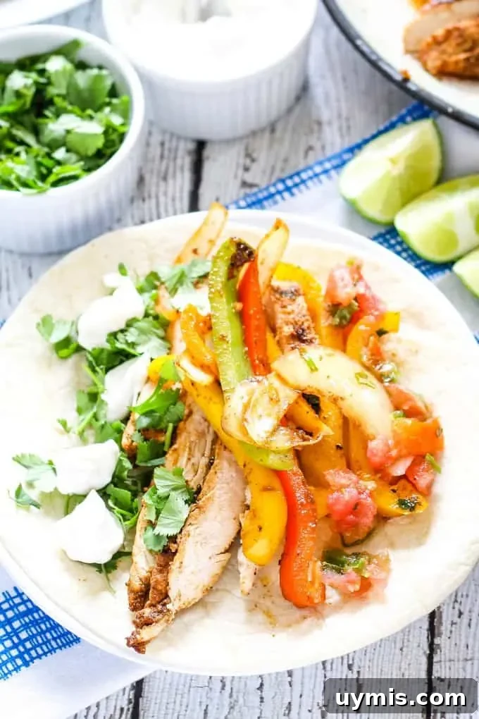 one open chicken fajita