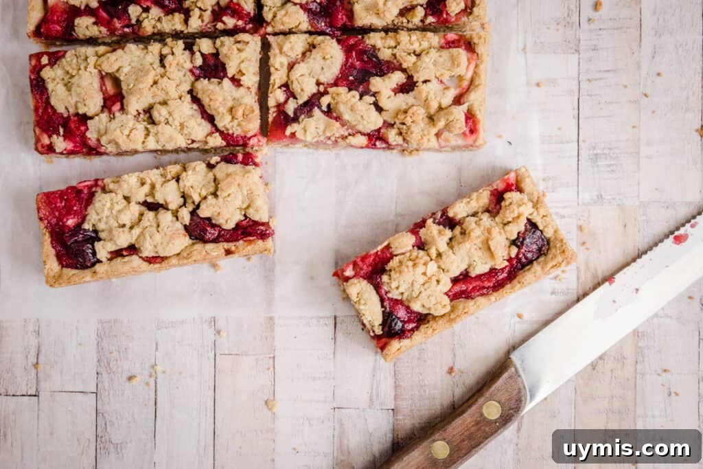 Gluten Free Apple Cranberry Oat Bars Recipe 8 overhead of apple cranberry bars on a white surface