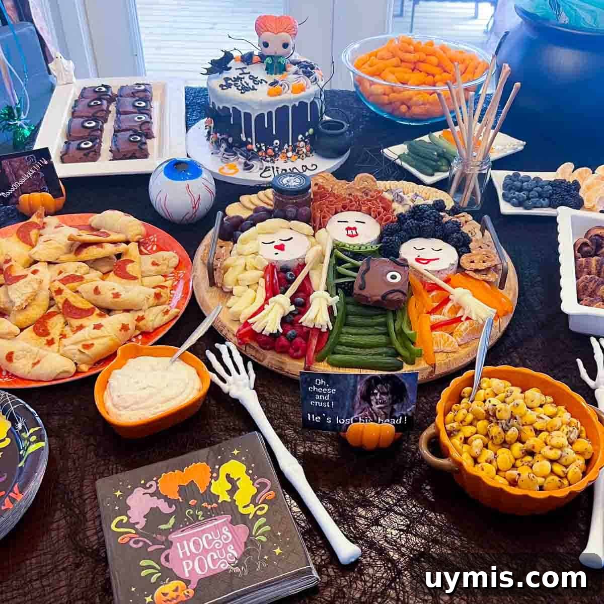 Sanderson Sisters Snack Board for a Hocus Pocus Party 3 sanderson sisters charcuterie board hocus pocus halloween party food spread ideas