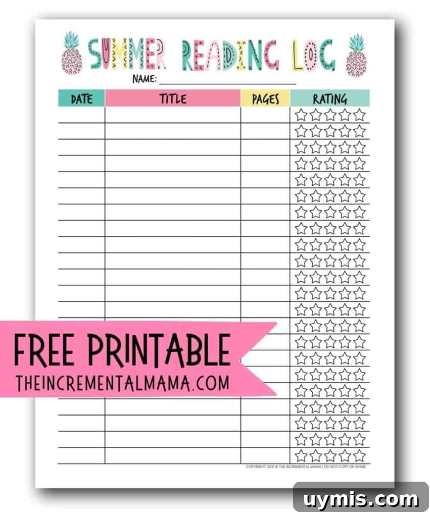 Free Printable Summer Reading Log to Keep Kids Reading 2 summer reading log pdf