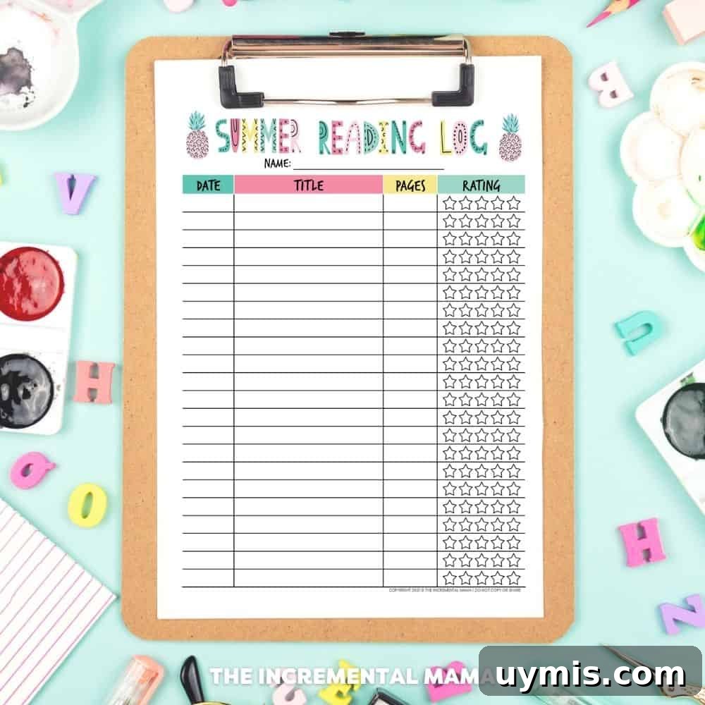 Free Printable Summer Reading Log to Keep Kids Reading 4 colorful summer reading log printable pdf