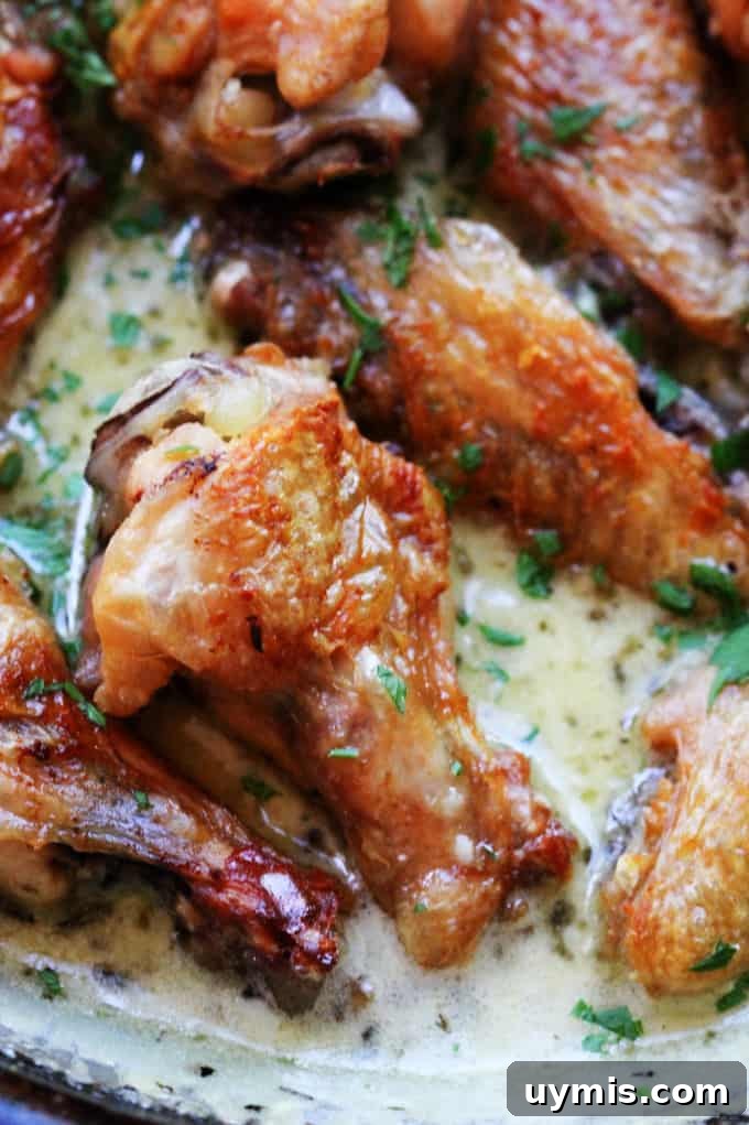 Baked chicken wings coated with garlic Parmesan sauce Baked chicken wings with garlic parmesan sauce